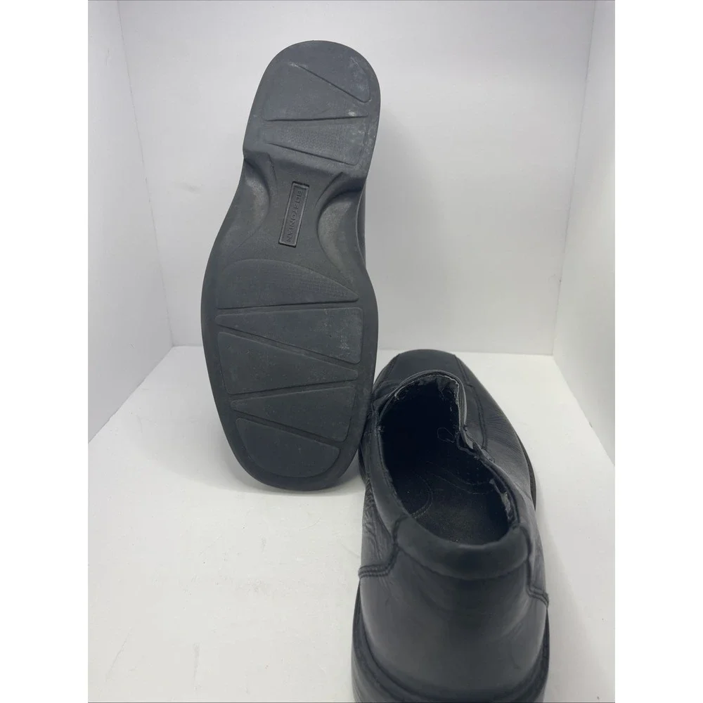 Bostonian Mens 9M Dress‎ Black Leather Square Toe Slip Ons Shoes